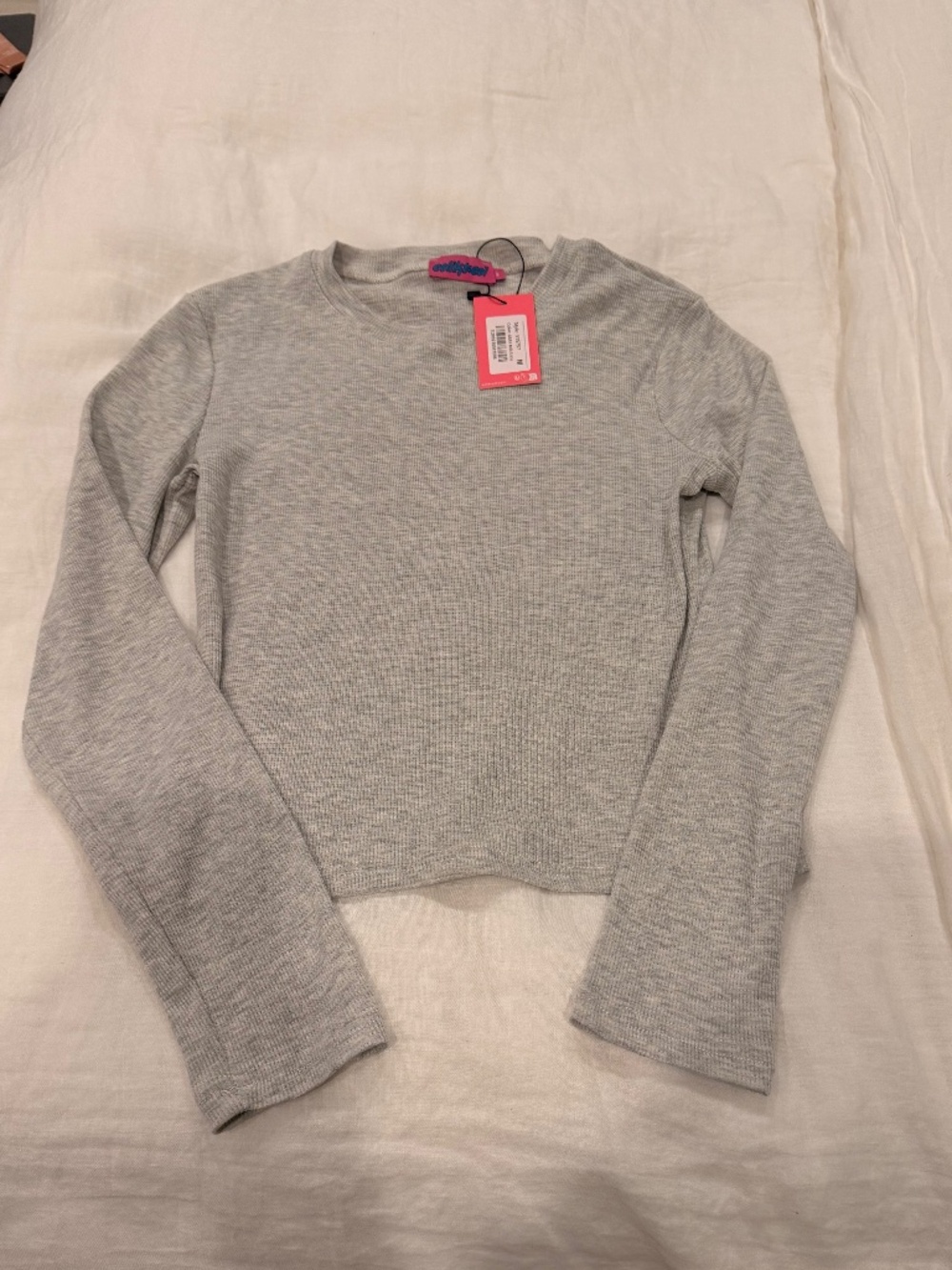 NWT Edikted Long Sleeve Waffle Shirt Gray Size M